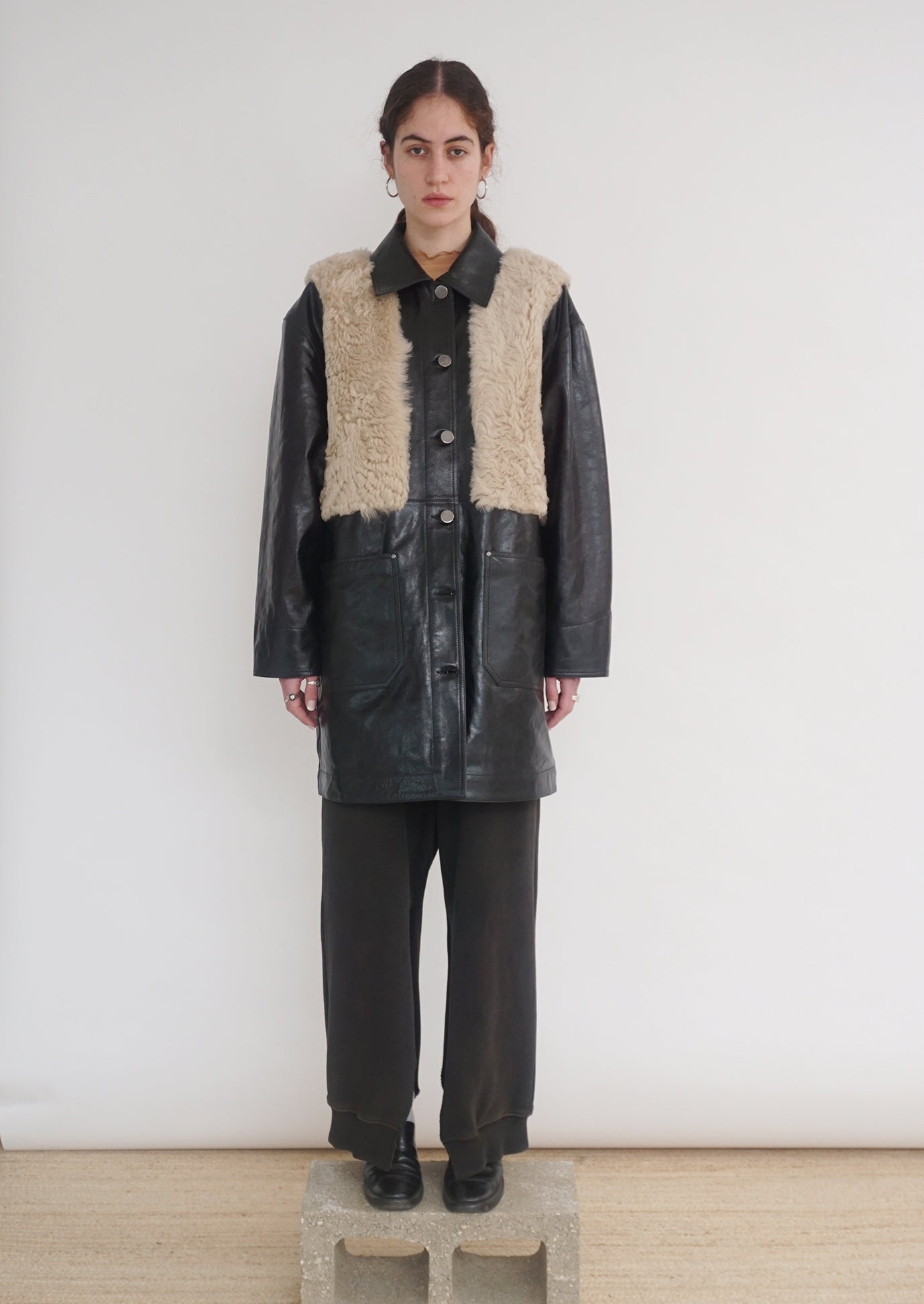 ARTISANAL CHORE COAT in black/oat